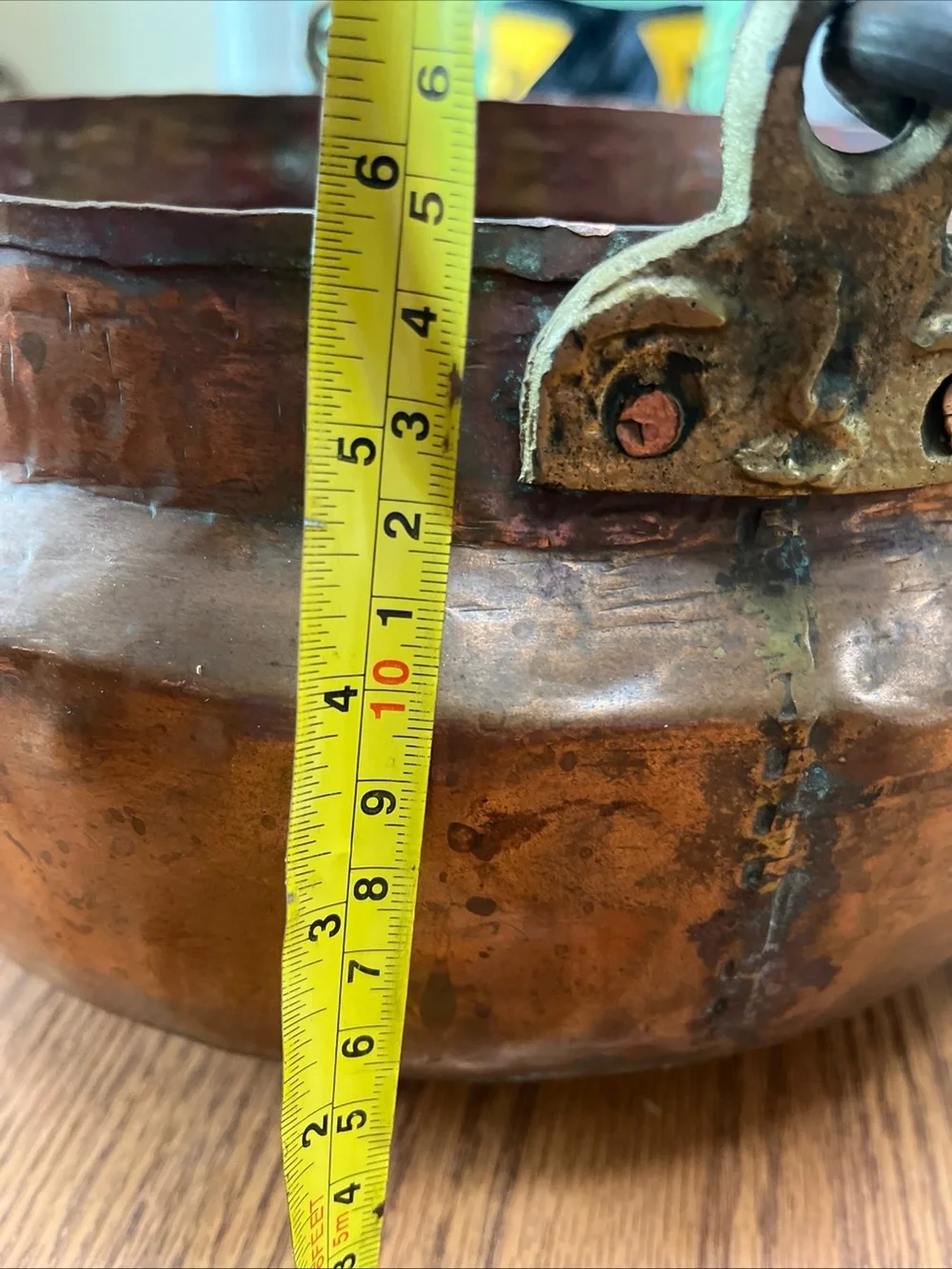 Vintage Copper Cooking Kettle with Handle - Copper Finish